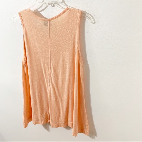 Left of Center Babydoll Sleeveless Rounded V-Neck Cotton Tunic Length Top Peach - Picture 4 of 8